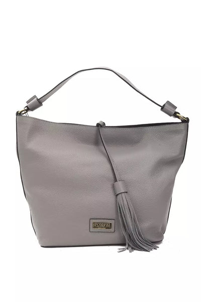 Pompei Donatella Gray Leather Women Shoulder Bag - Masuh best bargains 