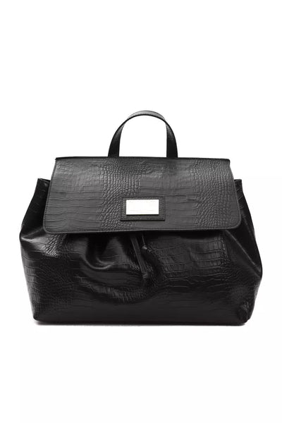 Pompei Donatella Black Leather Women Handbag - Masuh best bargains 