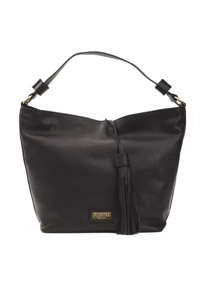 Pompei Donatella Black Leather Women Shoulder Bag - Masuh best bargains 