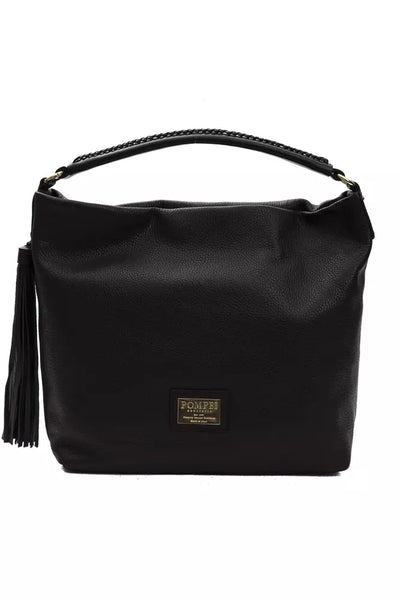 Pompei Donatella Black Leather Women Shoulder Bag - Masuh best bargains 
