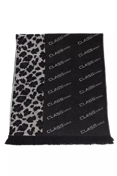 Cavalli Class Black Wool Men Scarf - Masuh best bargains 