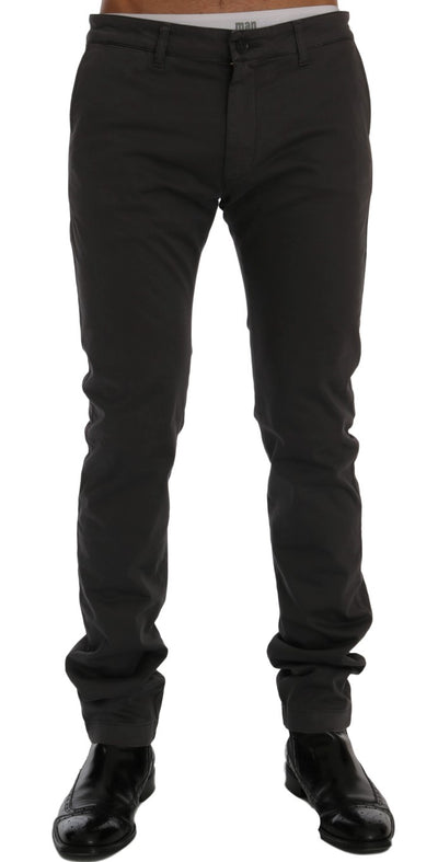 GF Ferre Elegant Slim-Fit Gray Cotton Trousers - Masuh best bargains 