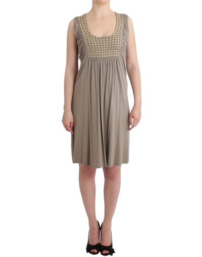 Roccobarocco Studded Sheath Knee-Length Dress in Beige - Masuh best bargains 