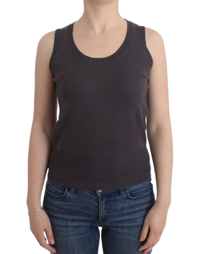 John Galliano Elegant Sleeveless Brown Knit Top - Masuh best bargains 