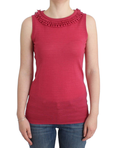 John Galliano Elegant Pink Sleeveless Wool Knit Top - Masuh best bargains 