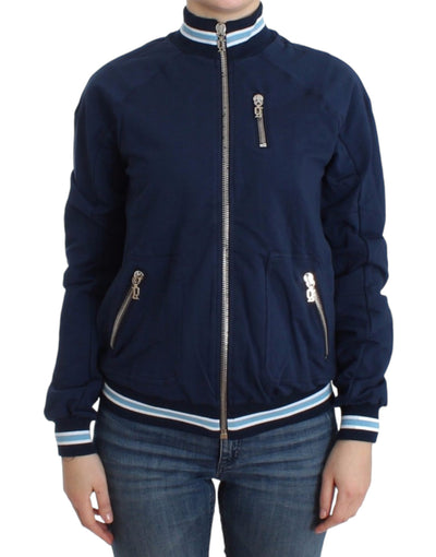 John Galliano Chic Blue Zip Cardigan with Logo Detail - Masuh best bargains 