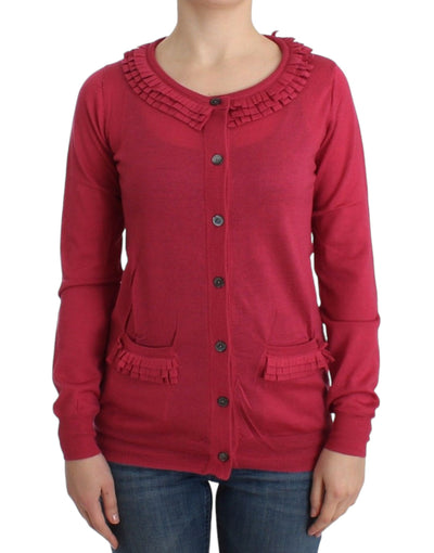 John Galliano Ruffle Detail Wool Cardigan in Pink - Masuh best bargains 