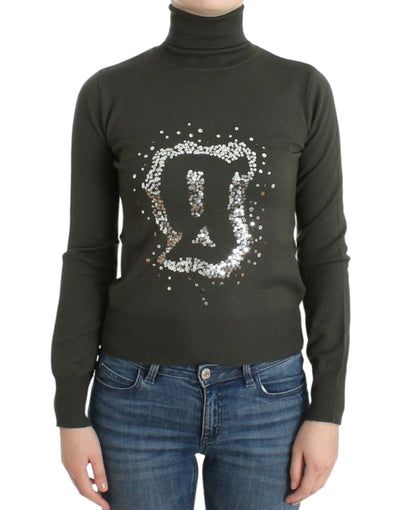 John Galliano Chic Green Turtleneck Virgin Wool Sweater - Masuh best bargains 