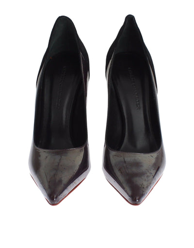 Cédric Charlier Chic Metallic Gray Leather Pumps - Masuh best bargains 
