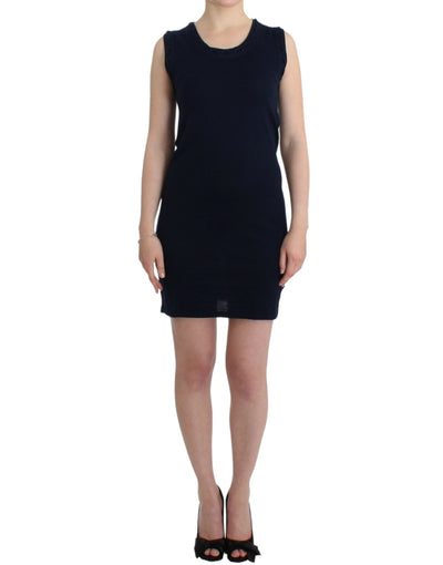 John Galliano Elegant Knee-Length Blue Cotton Dress - Masuh best bargains 