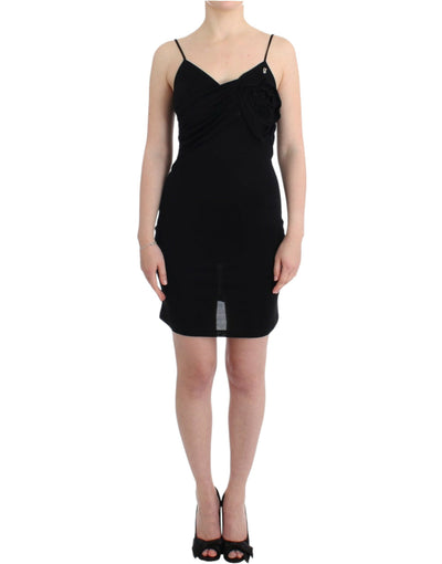 John Galliano Elegant Black Jersey Knee-Length Dress - Masuh best bargains 