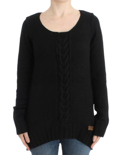 Cavalli Alluring Black Knitted Crew Neck Sweater - Masuh best bargains 