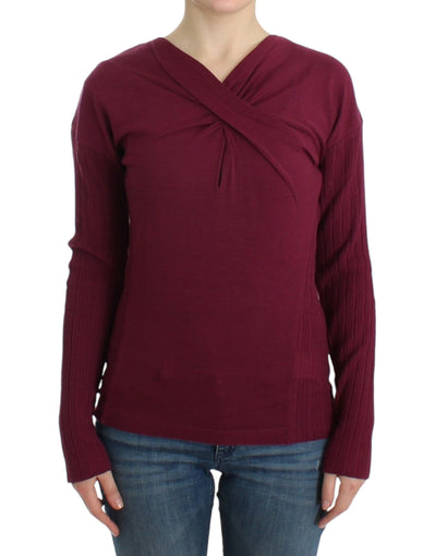 Cavalli Elegant Purple Keyhole Wool Sweater - Masuh best bargains 