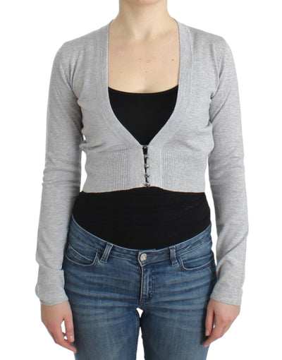 Cavalli Cropped Virgin Wool Cardigan in Chic Gray - Masuh best bargains 