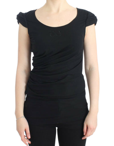 Cavalli Elegant Cap Sleeve Black Top - Masuh best bargains 
