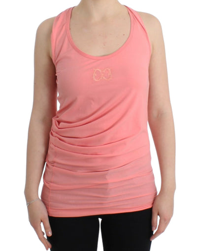 Cavalli Chic Pink Cotton Blend Tank Top - Masuh best bargains 