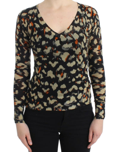 Cavalli Elegant Multicolor V-Neck Wool Jumper - Masuh best bargains 