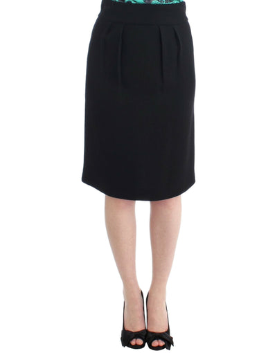 Cavalli Elegant Black Wool Pencil Skirt - Masuh best bargains 