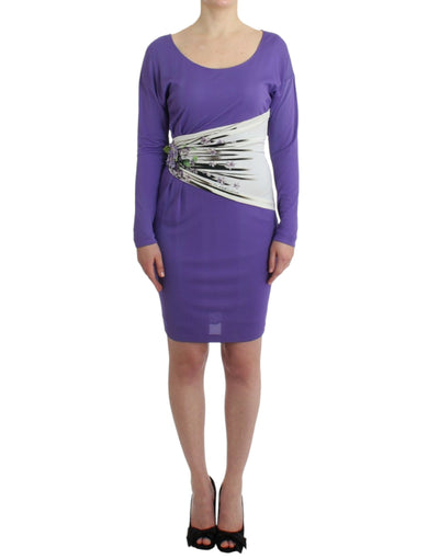 Cavalli Elegant Purple Floral Jersey Dress - Masuh best bargains 