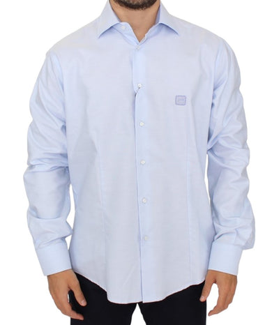 Cavalli Elegant Light Blue Italian Cotton Shirt - Masuh best bargains 