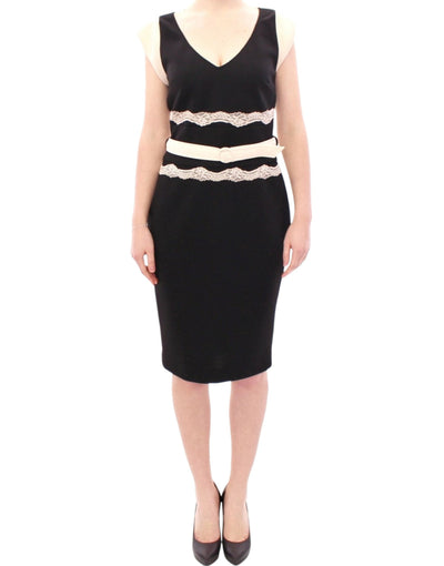 Cavalli Elegant Sheath Lace Dress in Black and Beige - Masuh best bargains 