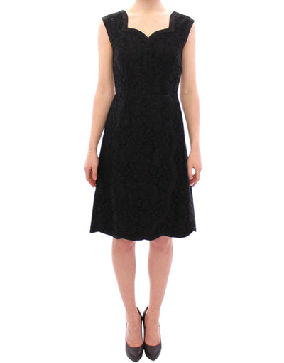 Dolce & Gabbana Elegant Black Floral Lace Dress - Masuh best bargains 