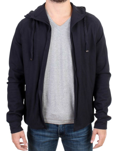 Costume National Elegant Blue Hooded Cotton Sweater - Masuh best bargains 