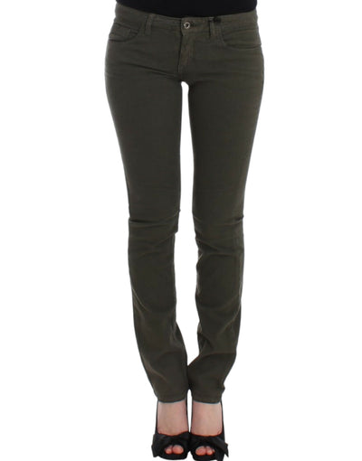 Costume National Chic Green Slim Leg Designer Jeans - Masuh best bargains 