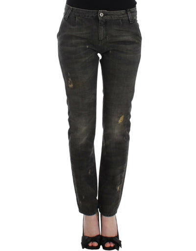 Costume National Sleek Gray Straight Leg Distressed Jeans - Masuh best bargains 
