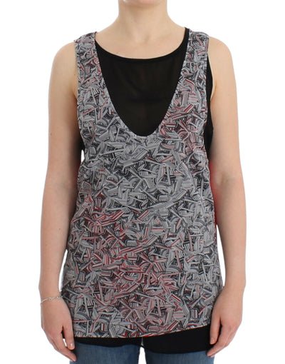 Costume National Elegant Sleeveless Black & Red Top - Masuh best bargains 