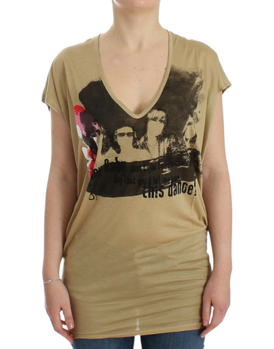 Costume National Chic V-Neck Tunic Top with Motive Print - Masuh best bargains 
