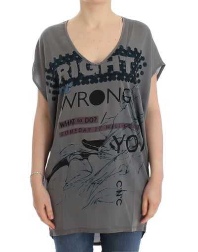 Costume National Elegant V-Neck Tunic with Motive Print - Masuh best bargains 