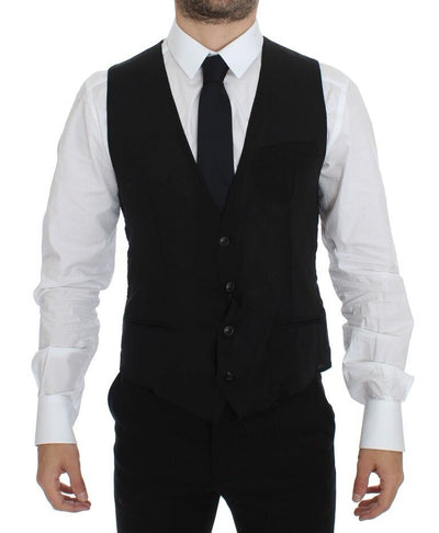 Dolce & Gabbana Elegant Black Wool Dress Vest - Masuh best bargains 