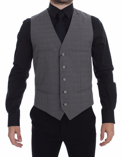 Dolce & Gabbana Elegant Gray Slim Fit Dress Vest - Masuh best bargains 