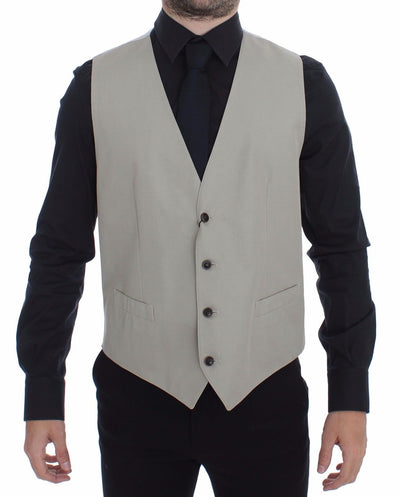 Dolce & Gabbana Elegant Beige Cotton Silk Dress Vest - Masuh best bargains 
