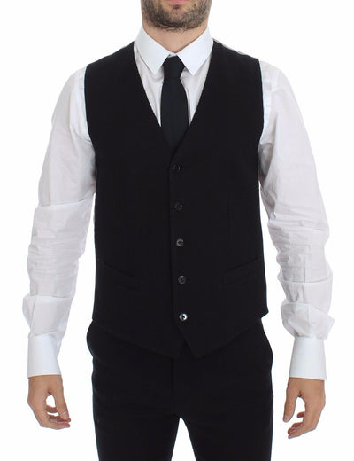 Dolce & Gabbana Elegant Black Silk Dress Vest - Masuh best bargains 