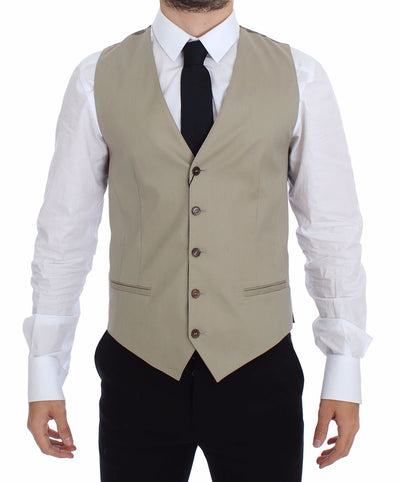 Dolce & Gabbana Elegant Beige Cotton Dress Vest - Masuh best bargains 