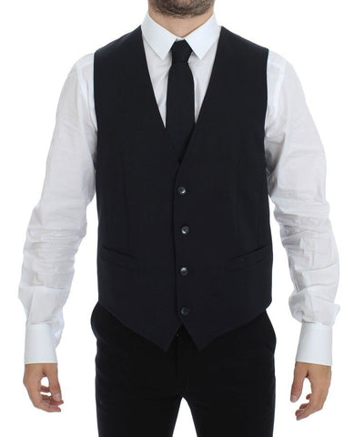 Dolce & Gabbana Elegant Gray Striped Wool-Silk Dress Vest - Masuh best bargains 