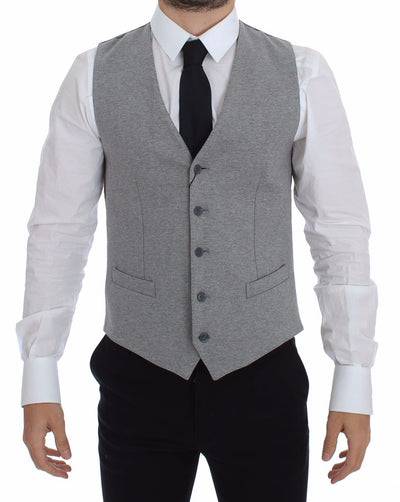 Dolce & Gabbana Elegant Gray Cotton Stretch Dress Vest - Masuh best bargains 