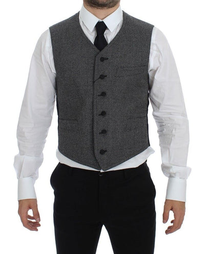 Dolce & Gabbana Elegant Single Breasted Gray Dress Vest - Masuh best bargains 