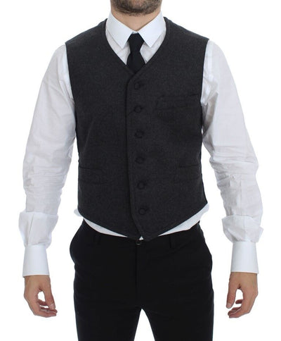 Dolce & Gabbana Elegant Gray Wool Blend Dress Vest - Masuh best bargains 