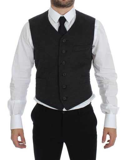 Dolce & Gabbana Elegant Gray Wool Blend Dress Vest - Masuh best bargains 