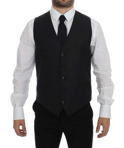 Dolce & Gabbana Elegant Gray Wool Blend Dress Vest - Masuh best bargains 