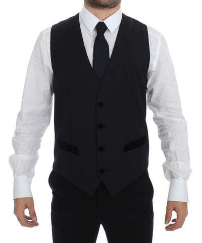 Dolce & Gabbana Elegant Black Wool Formal Dress Vest - Masuh best bargains 