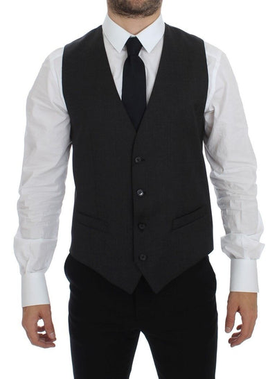 Dolce & Gabbana Elegant Gray Wool Formal Dress Vest - Masuh best bargains 
