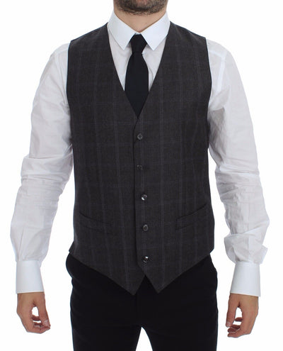 Dolce & Gabbana Elegant Checkered Wool Dress Vest - Masuh best bargains 