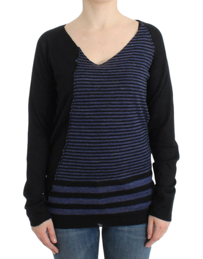Costume National Striped V-Neck Luxury Sweater - Masuh best bargains 
