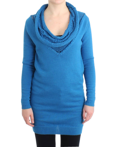 Costume National Cozy Scoop Neck Blue Knit Sweater - Masuh best bargains 