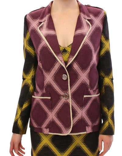 House of Holland Chic Purple Checkered Jacket Blazer - Masuh best bargains 