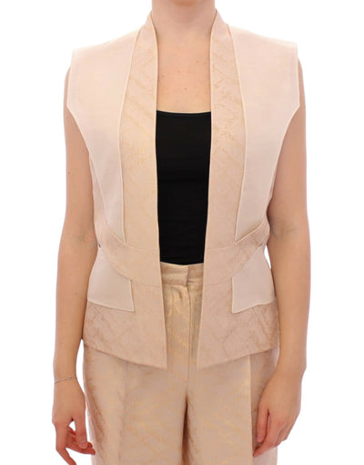 Zeyneptosun Exclusive Beige Brocade Sleeveless Vest - Masuh best bargains 